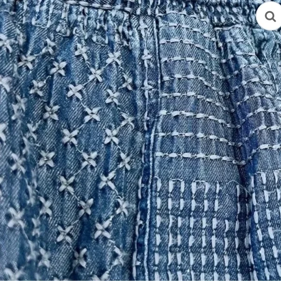 Johnny Was Sana Denim Pull-On Pant Embroidered Cargo Jogger Pants Size XL